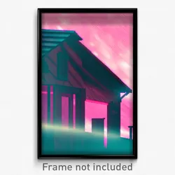 Pixel Art Poster - Glitchy Outbuilding (8 Bit Psychedelic Video Game Print)
