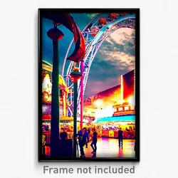 Pixel Art Poster - Bustling Fairground (8 Bit Psychedelic Video Game Print)