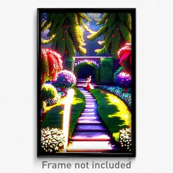 Pixel Art Poster - Magnificent Garden (8 Bit Psychedelic Video Game Print)