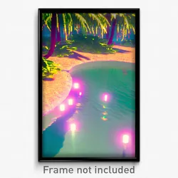 Pixel Art Poster - Pretty Lagoon (8 Bit Psychedelic Trippy Video Game Print)
