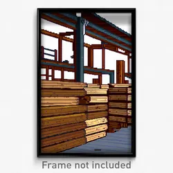 Pixel Art Poster - Stained Lumber Yard (8 Bit Psychedelic Video Game Print)
