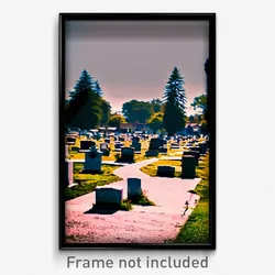 Pixel Art Poster - Tidy Cemetery (8 Bit Psychedelic Trippy Video Game Print)