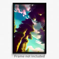 Pixel Art Poster - Glossy Cloud Forest (8 Bit Psychedelic Video Game Print)