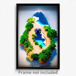 Pixel Art Poster - Miniature Atoll (8 Bit Psychedelic Trippy Video Game Print)