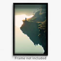 Pixel Art Poster - Haunting Cliff (8 Bit Psychedelic Trippy Video Game Print)