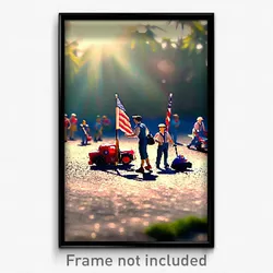 Pixel Art Poster - Miniature Labor Day (8 Bit Psychedelic Video Game Print)