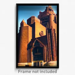 Pixel Art Poster - Brown Landmark (8 Bit Psychedelic Trippy Video Game Print)