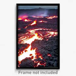 Pixel Art Poster - Unwelcoming Lava Fields (8 Bit Psychedelic Video Game Print)