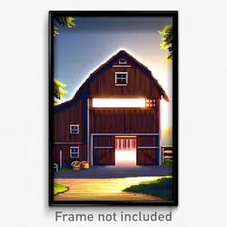 Pixel Art Poster - Animated Barn (8 Bit Psychedelic Trippy Video Game Print)