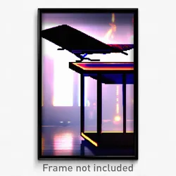 Pixel Art Poster - Flying Table (8 Bit Psychedelic Trippy Video Game Print)