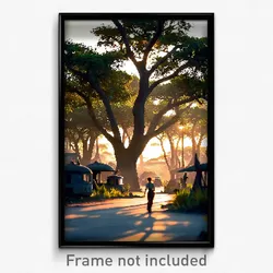 Pixel Art Poster - Harmonious Savannah (8 Bit Psychedelic Video Game Print)
