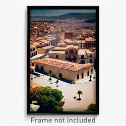 Pixel Art Poster - Barren Spanish City (8 Bit Psychedelic Video Game Print)