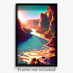 Pixel Art Poster - Artistic River (8 Bit Psychedelic Trippy Video Game Print)