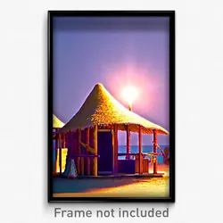 Pixel Art Poster - Outlandish Hut (8 Bit Psychedelic Trippy Video Game Print)