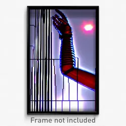 Pixel Art Poster - Wire Frame Glitchy Arm (8 Bit Psychedelic Video Game Print)