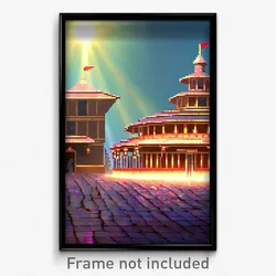Pixel Art Poster - Shiny Nunnery (8 Bit Psychedelic Trippy Video Game Print)