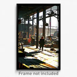 Pixel Art Poster - Cluttered Shipyard (8 Bit Psychedelic Video Game Print)