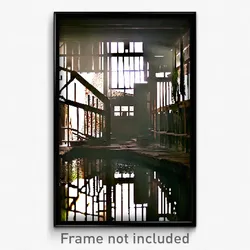 Pixel Art Poster - Webbed Mill (8 Bit Psychedelic Trippy Weird Video Game Print)
