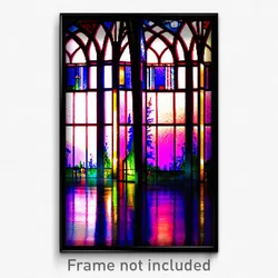 Pixel Art Poster - Stunning Stained Glass (8 Bit Psychedelic Video Game Print)
