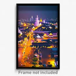 Pixel Art Poster - Square Thai City (8 Bit Psychedelic Trippy Video Game Print)