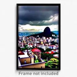 Pixel Art Poster - Cloudy Brazilian City (8 Bit Psychedelic Video Game Print)