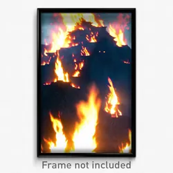 Pixel Art Poster - Menacing Fire (8 Bit Psychedelic Trippy Video Game Print)