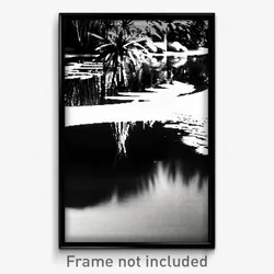 Pixel Art Poster - Black And White Pond (8 Bit Psychedelic Video Game Print)