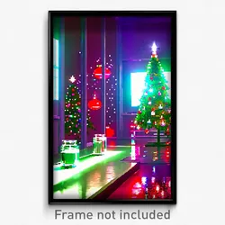 Pixel Art Poster - Glass Christmas (8 Bit Psychedelic Trippy Video Game Print)