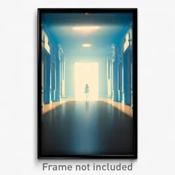 Pixel Art Poster - Sky Blue Hall (8 Bit Psychedelic Trippy Video Game Print)