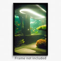 Pixel Art Poster - Gloomy Aquarium (8 Bit Psychedelic Trippy Video Game Print)