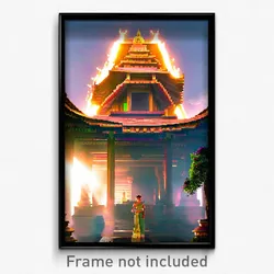 Pixel Art Poster - Zany Temple (8 Bit Psychedelic Trippy Weird Video Game Print)
