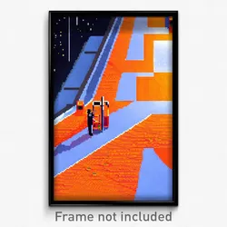 Pixel Art Poster - Orange Bank (8 Bit Psychedelic Trippy Weird Video Game Print)