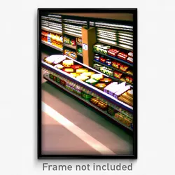 Pixel Art Poster - Warped Grocery Store (8 Bit Psychedelic Video Game Print)