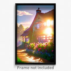 Pixel Art Poster - Heavenly Cottage (8 Bit Psychedelic Trippy Video Game Print)