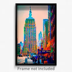 Pixel Art Poster - Notable New York (8 Bit Psychedelic Trippy Video Game Print)