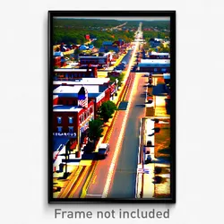 Pixel Art Poster - Gregarious American Town (8 Bit Psychedelic Video Game Print)