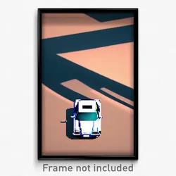 Pixel Art Poster - Simplistic Car (8 Bit Psychedelic Trippy Video Game Print)