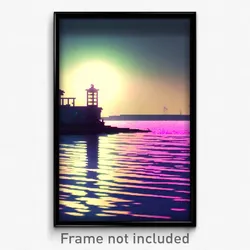 Pixel Art Poster - Cool Shore (8 Bit Psychedelic Trippy Weird Video Game Print)