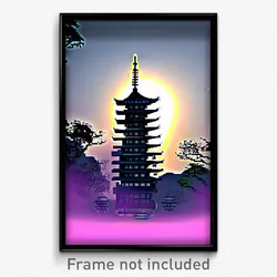 Pixel Art Poster - Mysterious Pagoda (8 Bit Psychedelic Trippy Video Game Print)