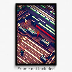 Pixel Art Poster - Imaginative Stock Trading Floor (8 Bit Video Game Print)