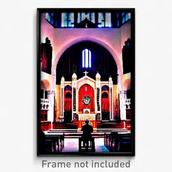 Pixel Art Poster - Classic Synagogue (8 Bit Psychedelic Trippy Video Game Print)