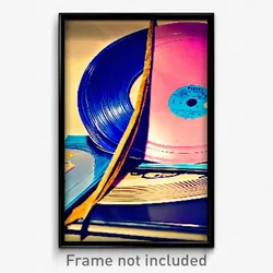 Pixel Art Poster - Blue Vinyl Record (8 Bit Psychedelic Trippy Video Game Print)