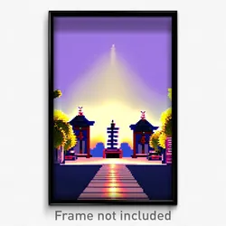 Pixel Art Poster - Accurate Shrine (8 Bit Psychedelic Trippy Video Game Print)