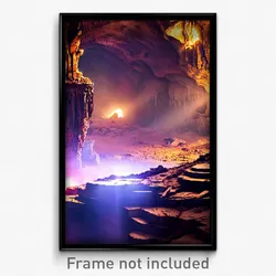 Pixel Art Poster - Damaged Cavern (8 Bit Psychedelic Trippy Video Game Print)