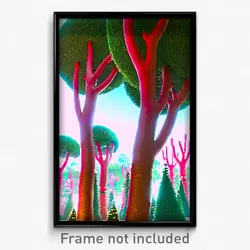 Pixel Art Poster - Rubbery Trees (8 Bit Psychedelic Trippy Video Game Print)