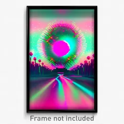 Pixel Art Poster - Glitch Art New Year Day (8 Bit Psychedelic Video Game Print)
