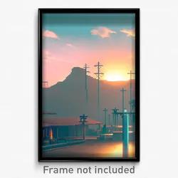Pixel Art Poster - Electric Mesa (8 Bit Psychedelic Trippy Video Game Print)
