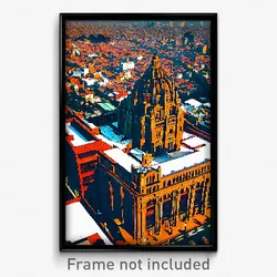 Pixel Art Poster - Gorgeous Mexico City (8 Bit Psychedelic Video Game Print)