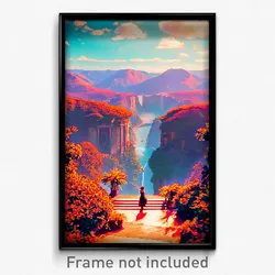 Pixel Art Poster - Elaborate Vista (8 Bit Psychedelic Trippy Video Game Print)