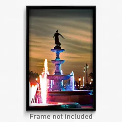 Pixel Art Poster - Accomplished Fountain (8 Bit Psychedelic Video Game Print)